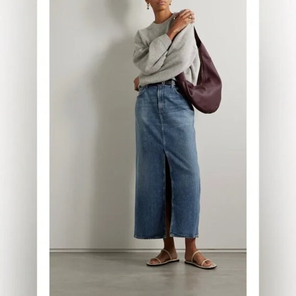 AGOLDE Leif Denim Maxi Slung Skirt in Swing 30 - Picture 2 of 16